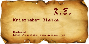 Kriszhaber Bianka névjegykártya